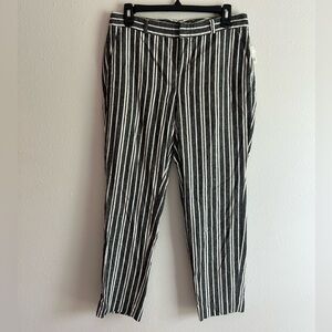 Banana Republic Avery Striped Ankle Dress Pants Sz 2 Gray White Linen Cotton NEW